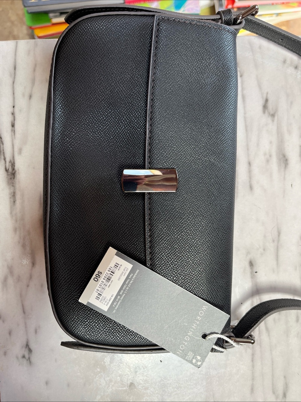 Black Crossbody Bag with Silver Hardware